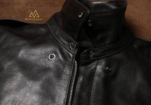 Escape American A2 Genuine Leather Jacket with A Lapel Collar, Short Leather Jacket, Hard Vegetable Tanned Cowhide Flight Suit