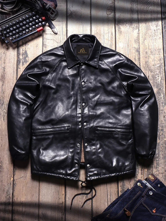 NorthmanPlus Italian Full-Grain Vegetable-Tanned Calfhide Coach Jacket