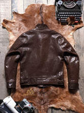 NorthmanPlus Washed Vegetable Tanned Goatskin Men's Highland Barley Collar Vintage Genuine Leather Jacket