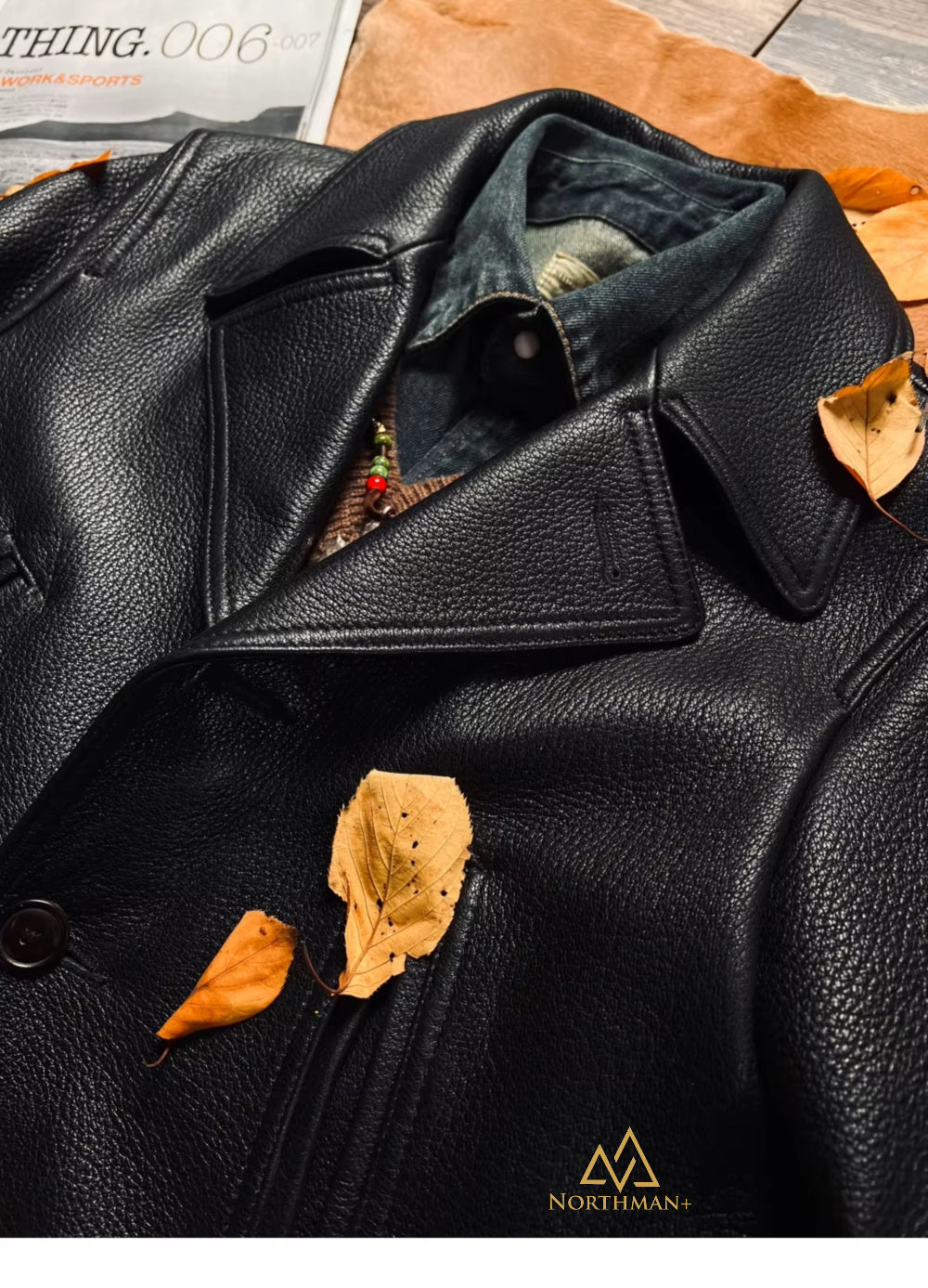 Blouson en cuir épais vintage