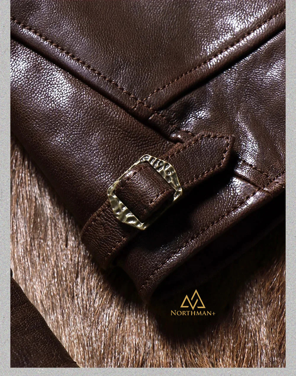 Veste vintage en cuir véritable pour homme NorthmanPlus en chèvre tannée végétalienne avec col en orge des Highlands
