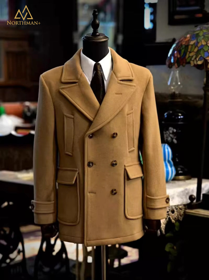 Caban en laine pour homme beige clair