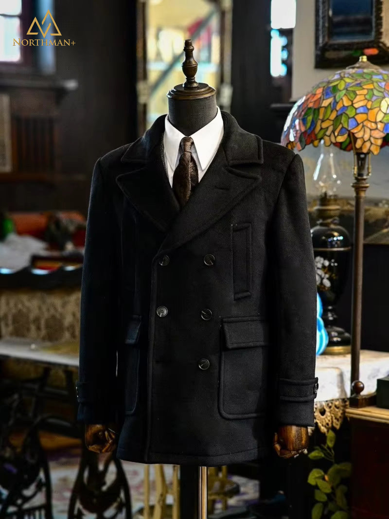 Caban en laine noir pour homme