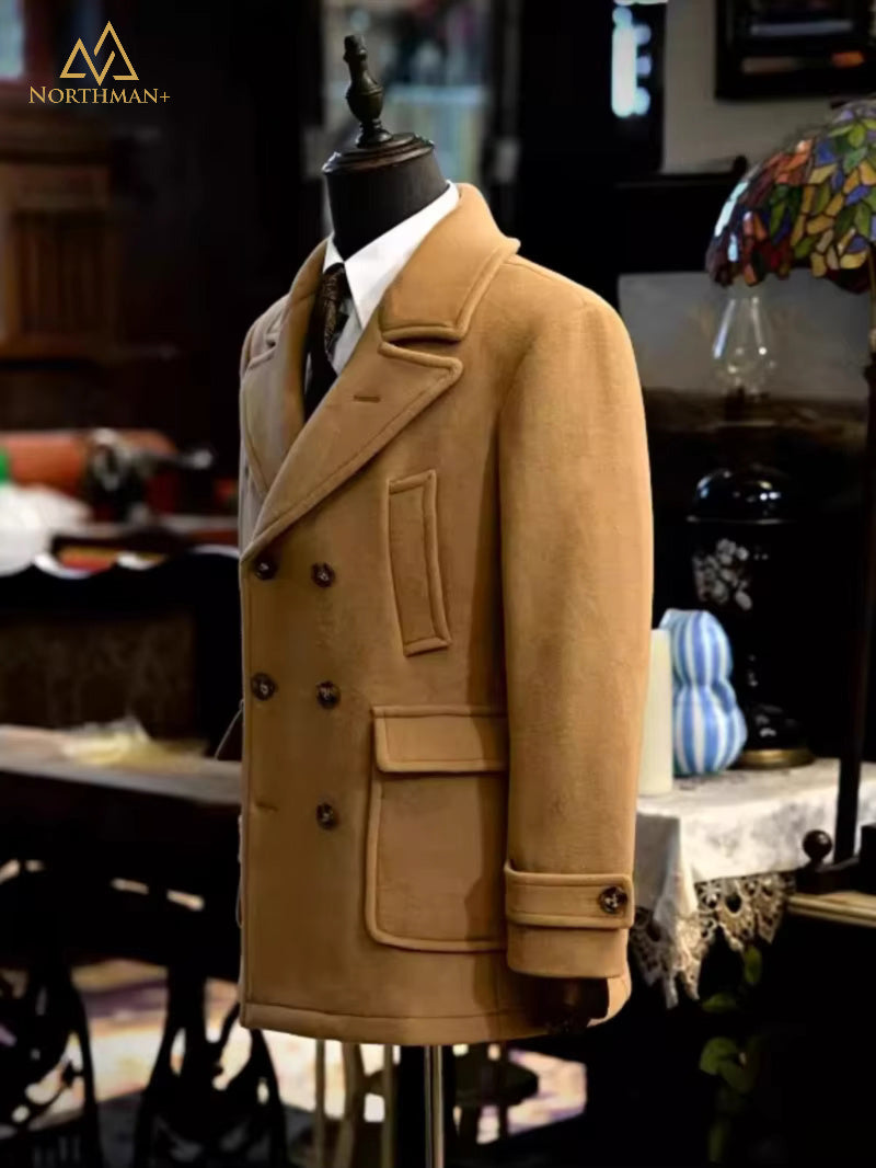 Caban en laine pour homme beige clair