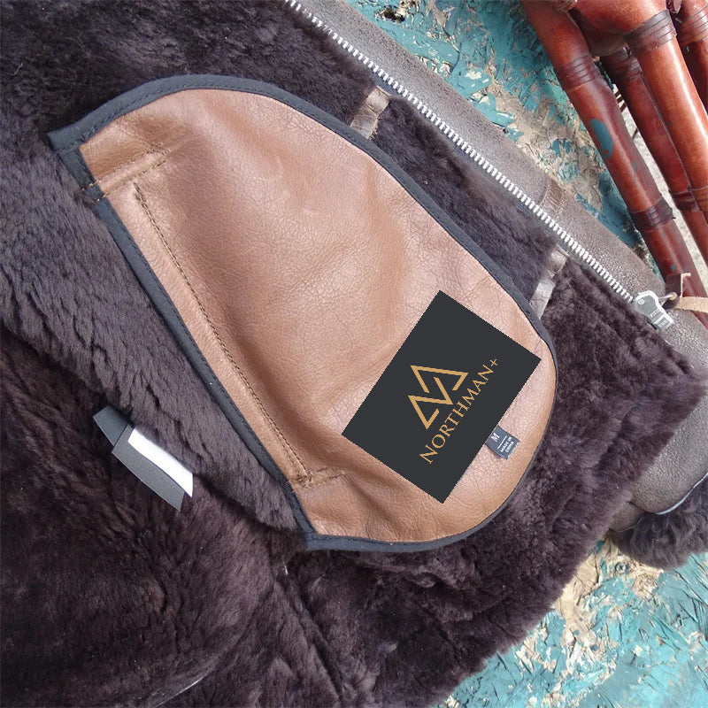 Blouson aviateur en cuir d'agneau Shearling B-6 classique par Northman+