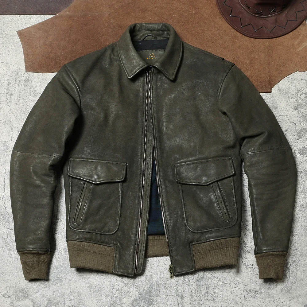 BLOUSON D'AVIATEUR TYPE A2 COULEUR OLIVE