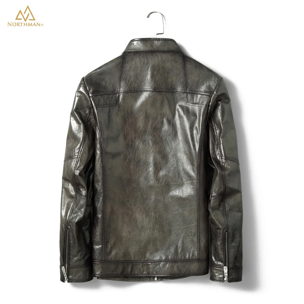 The Meteorite leather jacket in Olive