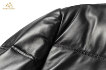 Leather Puffer long jacket for Men V3