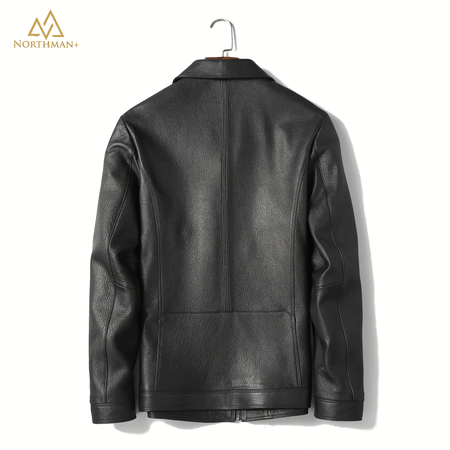 Blouson en cuir basique coupe droite pour homme