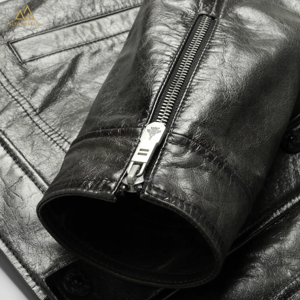 The Meteorite leather jacket in Olive