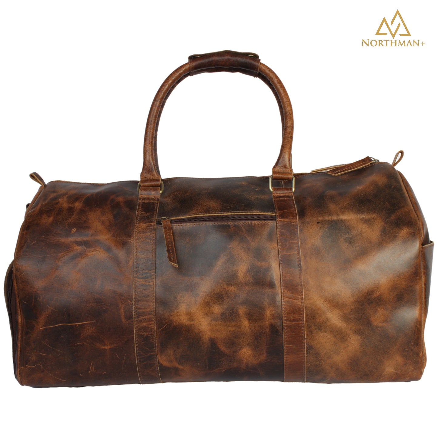 Leather Duffle Bag in Brown with dedicated pocket for Shoes