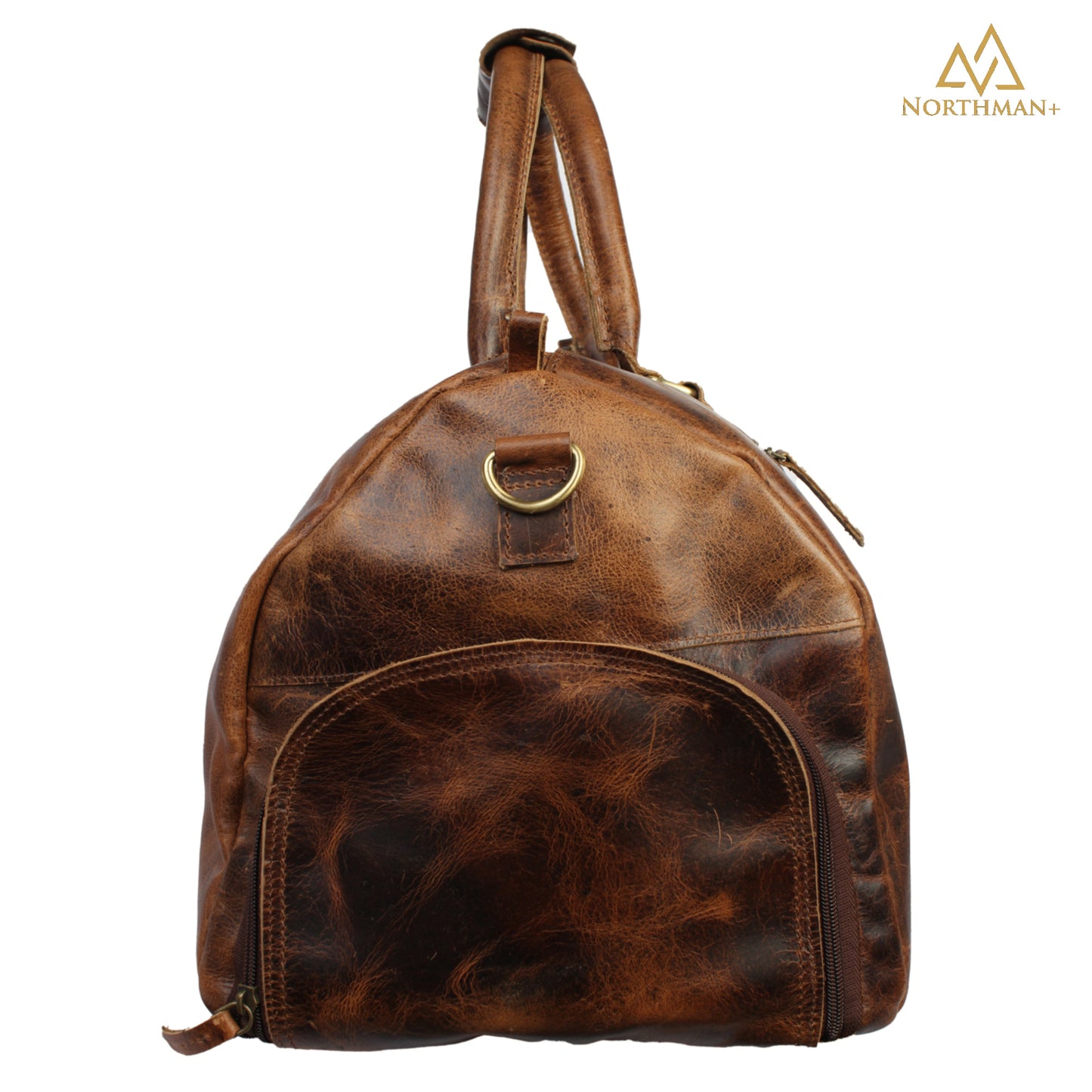 Leather Duffle Bag in Brown with dedicated pocket for Shoes