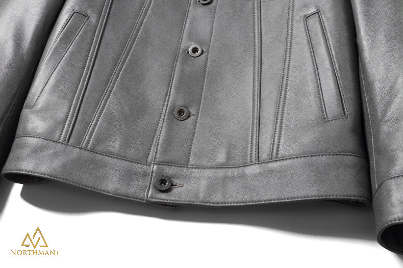 La veste en jean grise