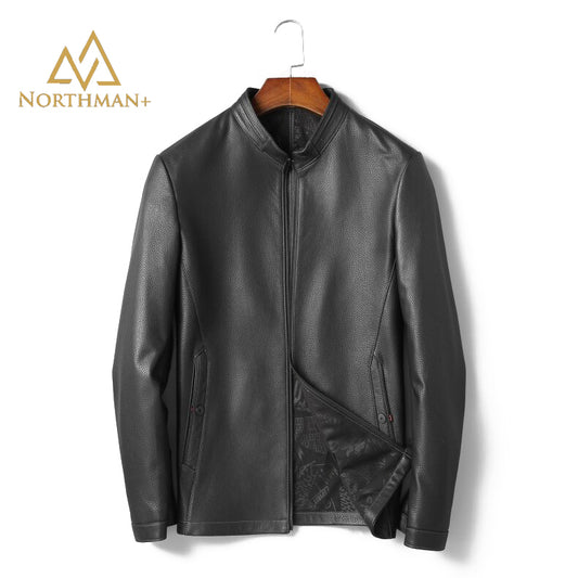 Pebble grain leather jacket