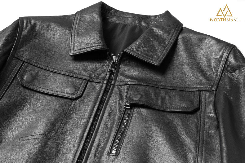 Blouson en cuir noir DC3 de Northman+
