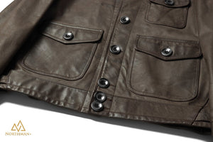 Lightning leather jacket in Olive by Northman+