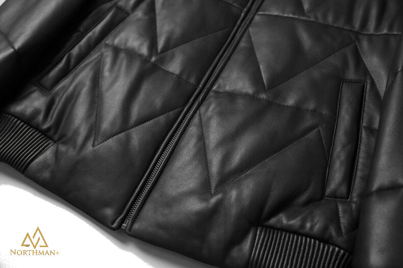 Bomber en cuir matelassé
