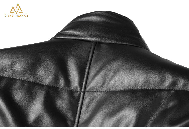 Leather Puffer Jacket for men