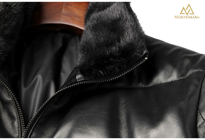 Leather Puffer Jacket for men