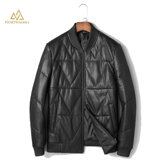 Bomber in Leather Puffer