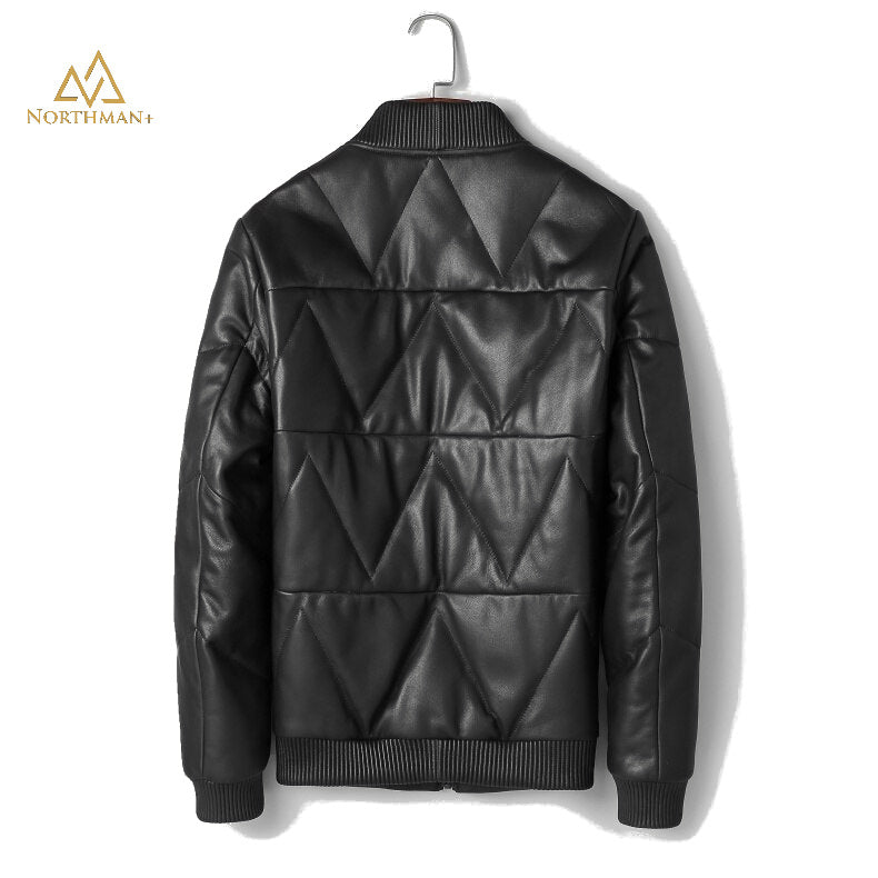Bomber in Leather Puffer