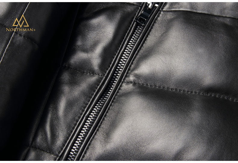 Leather Puffer Jacket for men