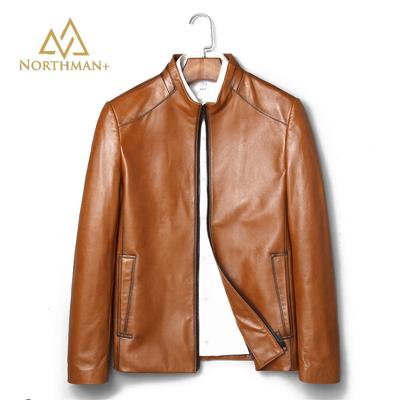 Tan leather jacket for men