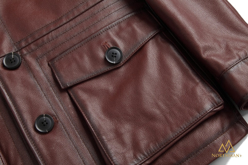 Blouson en cuir Watson Field, marron