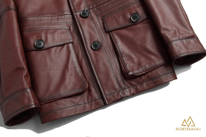 Blouson en cuir Watson Field, marron