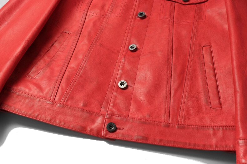 Blouson en cuir rouge Père Noël