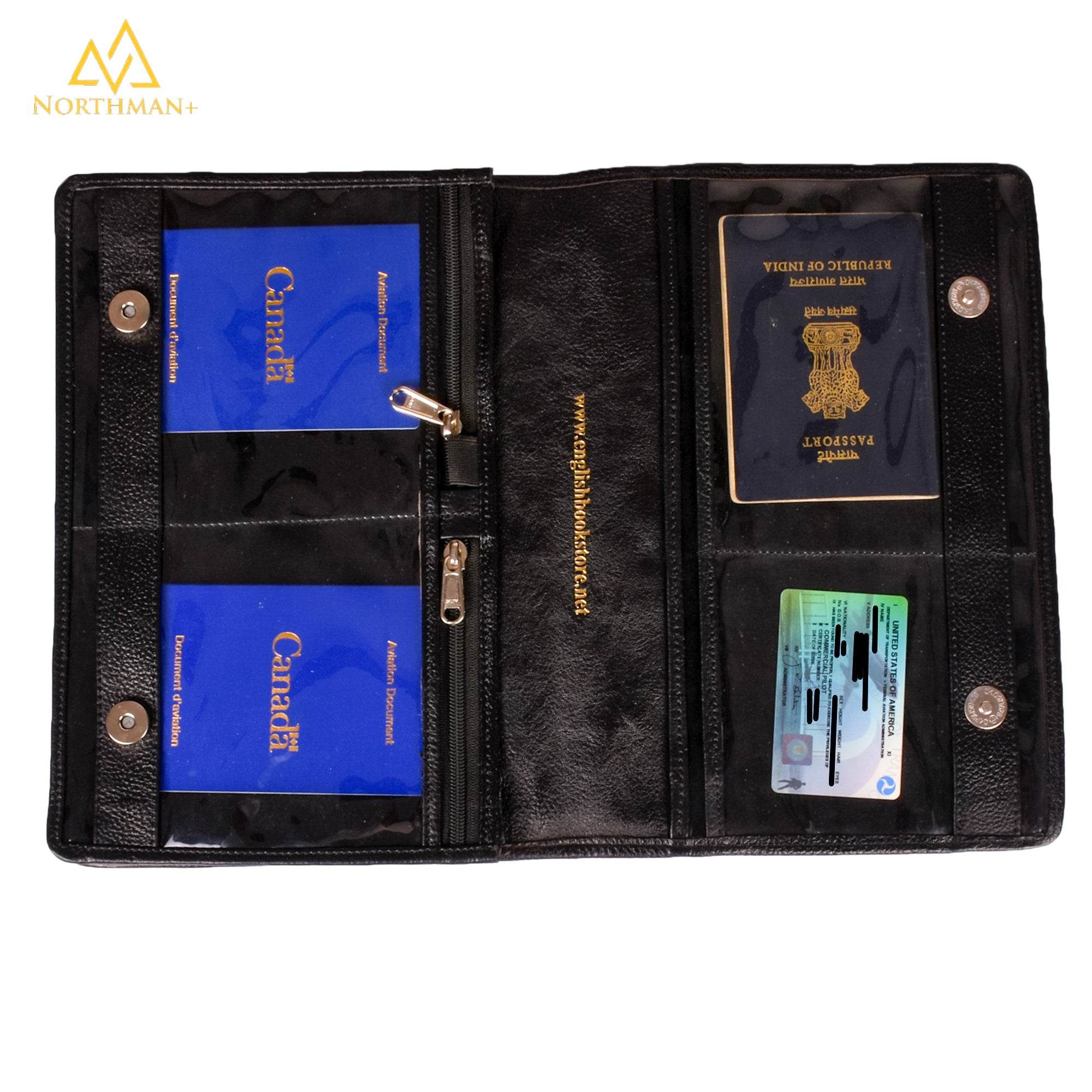 Leather Logbook cover for pilots with licence pockets