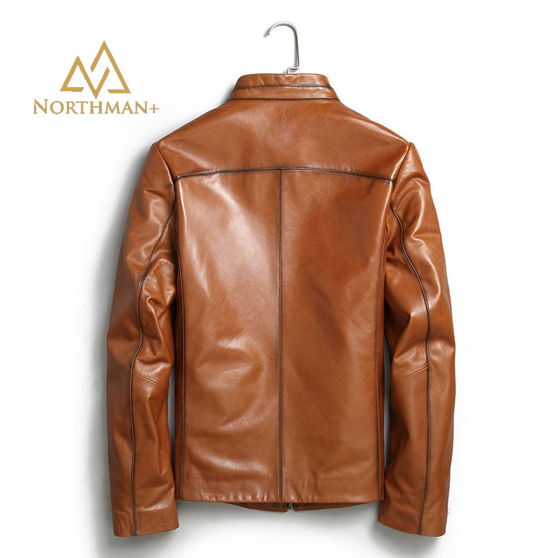 Tan leather jacket for men