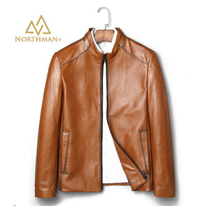 Tan leather jacket for men