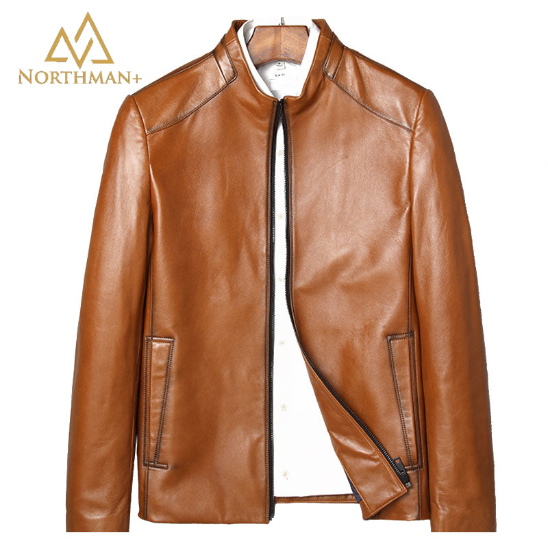 Tan leather jacket for men