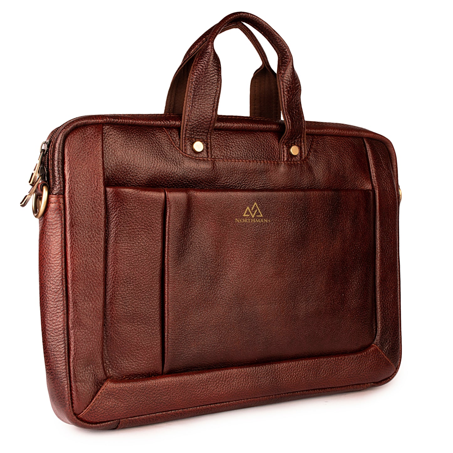 Zip-around briefcase bag in Burgundy brown