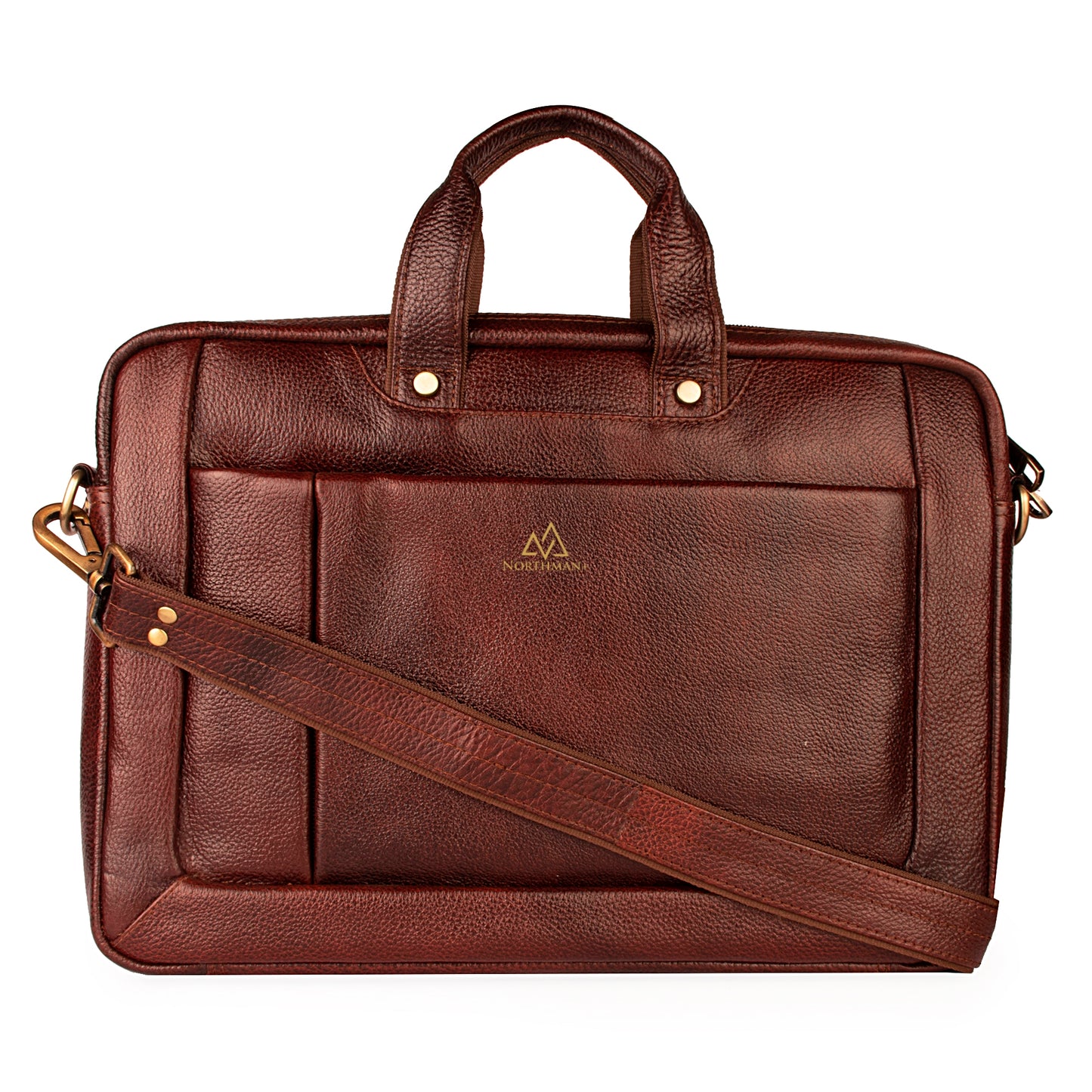 Zip-around briefcase bag in Burgundy brown