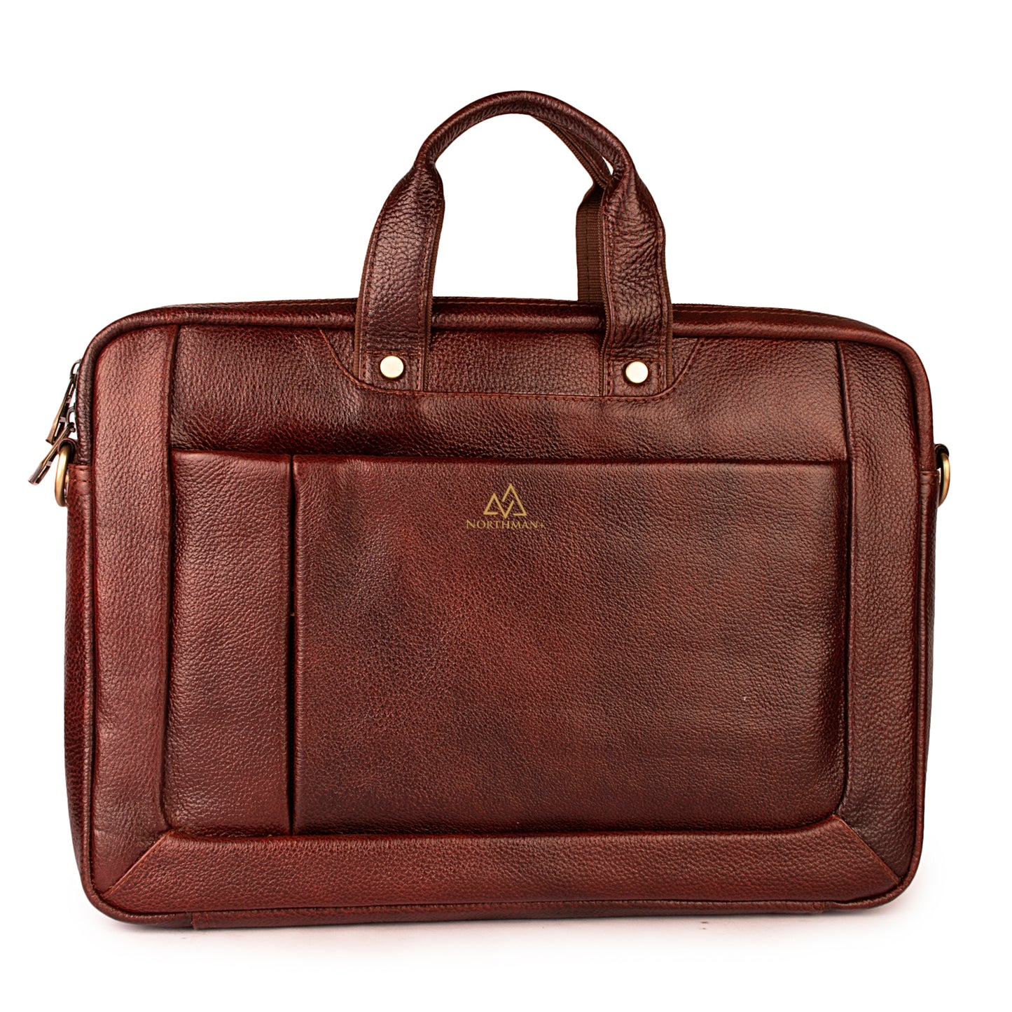 Zip-around briefcase bag in Burgundy brown