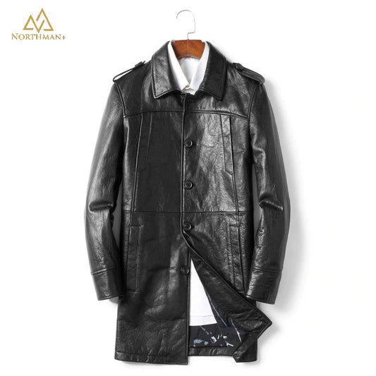 Sherlock Over Coat leather jacket in Black