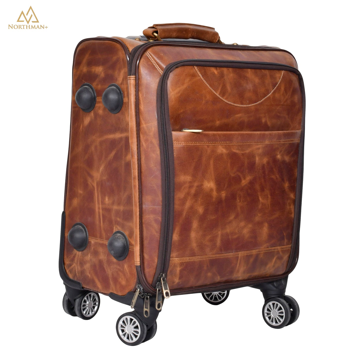 Highflyer 8 Wheel Leather Roller Case (Rustic Brown)