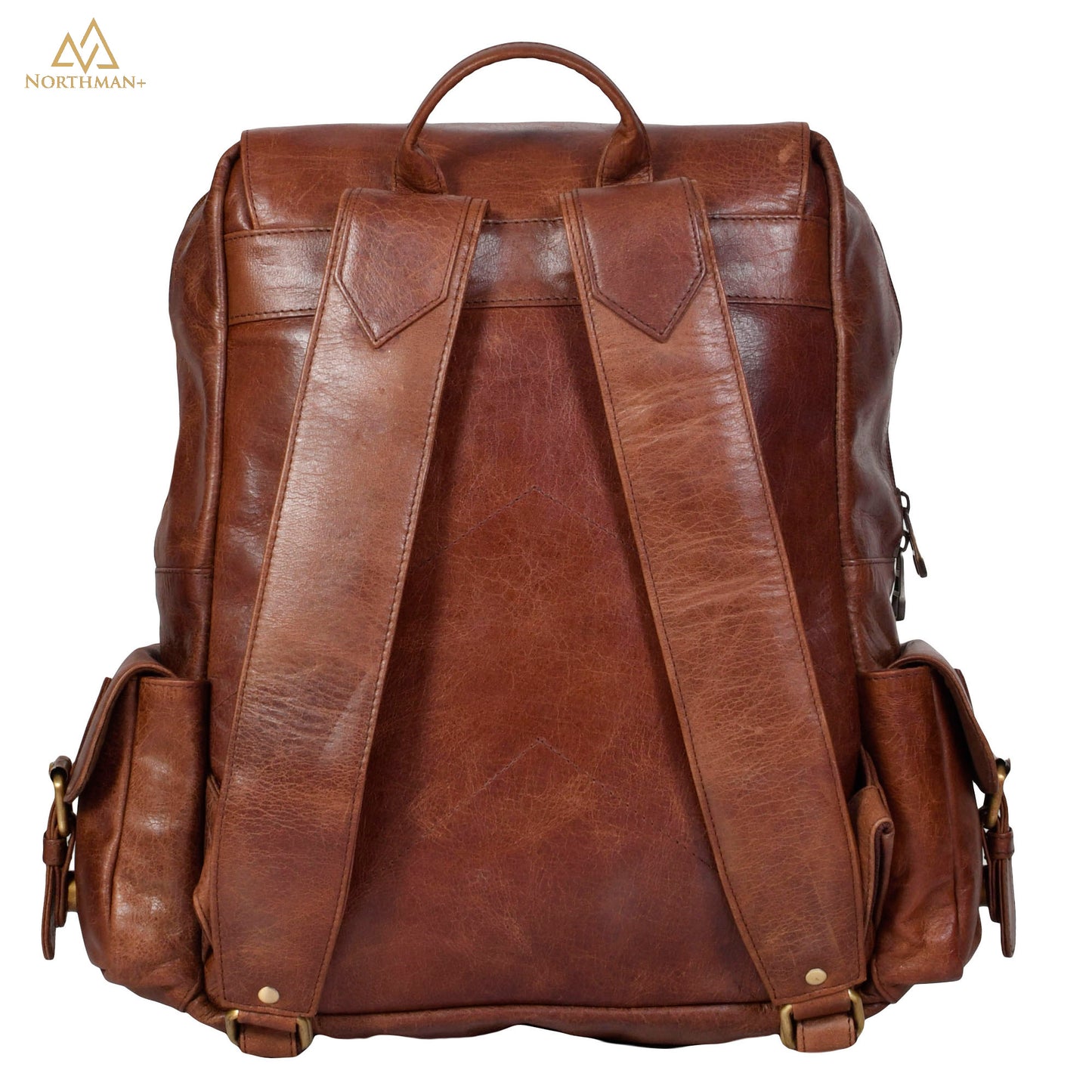 Mini multipocket backpack with flapped pocket in dark brown
