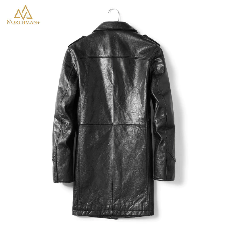 Sherlock Over Coat leather jacket in Black