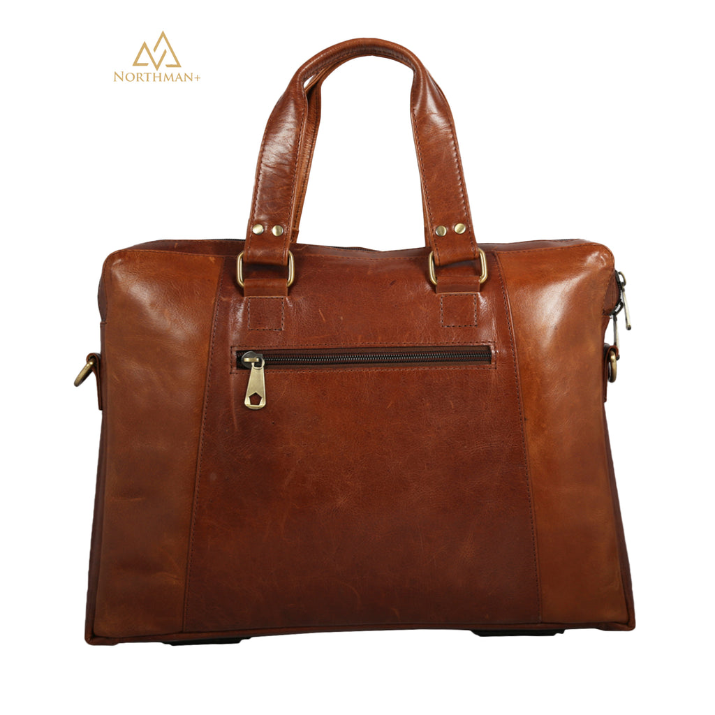Zipped Pocket Messenger bag Tan Brown