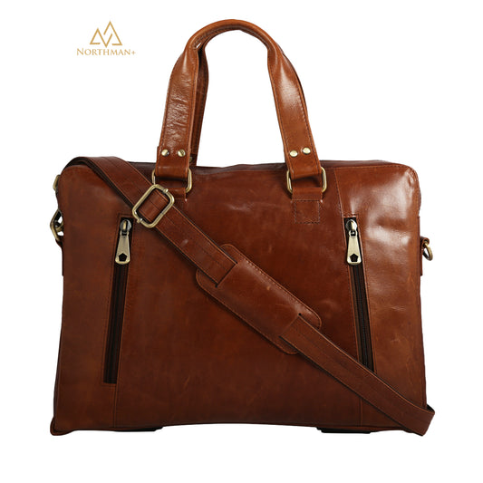 Zipped Pocket Messenger bag Tan Brown