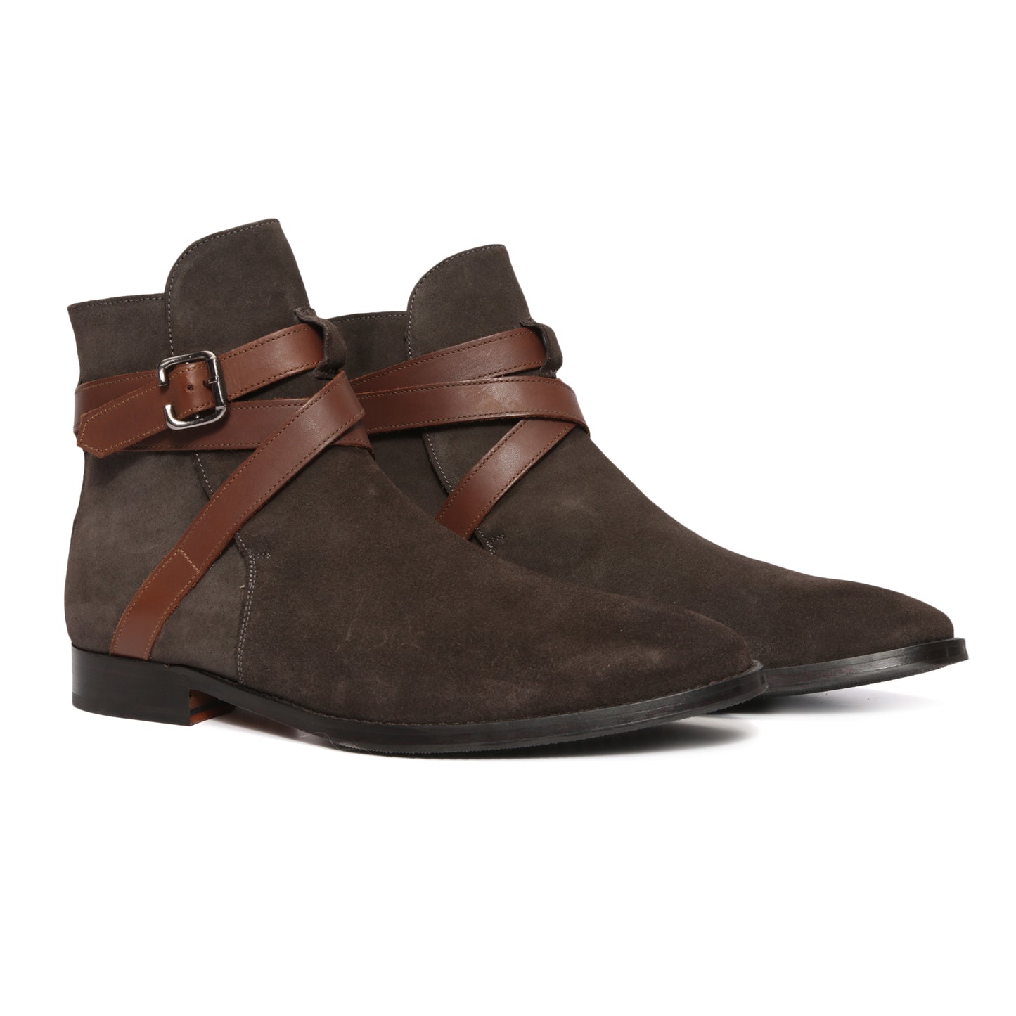 Brown Suede Jodhpur boots with Tan Straps : The Jodhpur boots