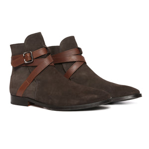 Brown Suede Jodhpur boots with Tan Straps : The Jodhpur boots