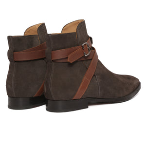 Brown Suede Jodhpur boots with Tan Straps : The Jodhpur boots