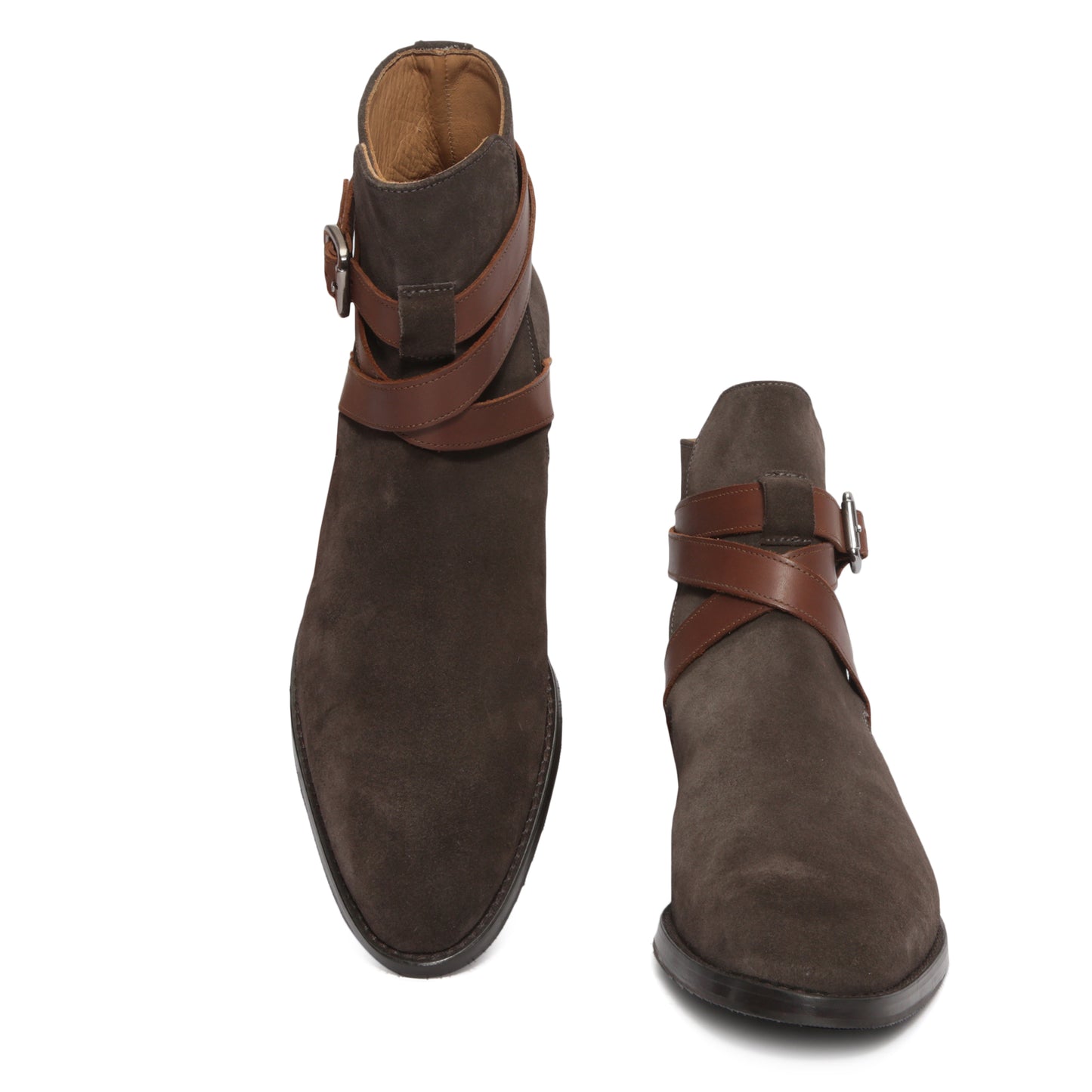 Brown Suede Jodhpur boots with Tan Straps : The Jodhpur boots