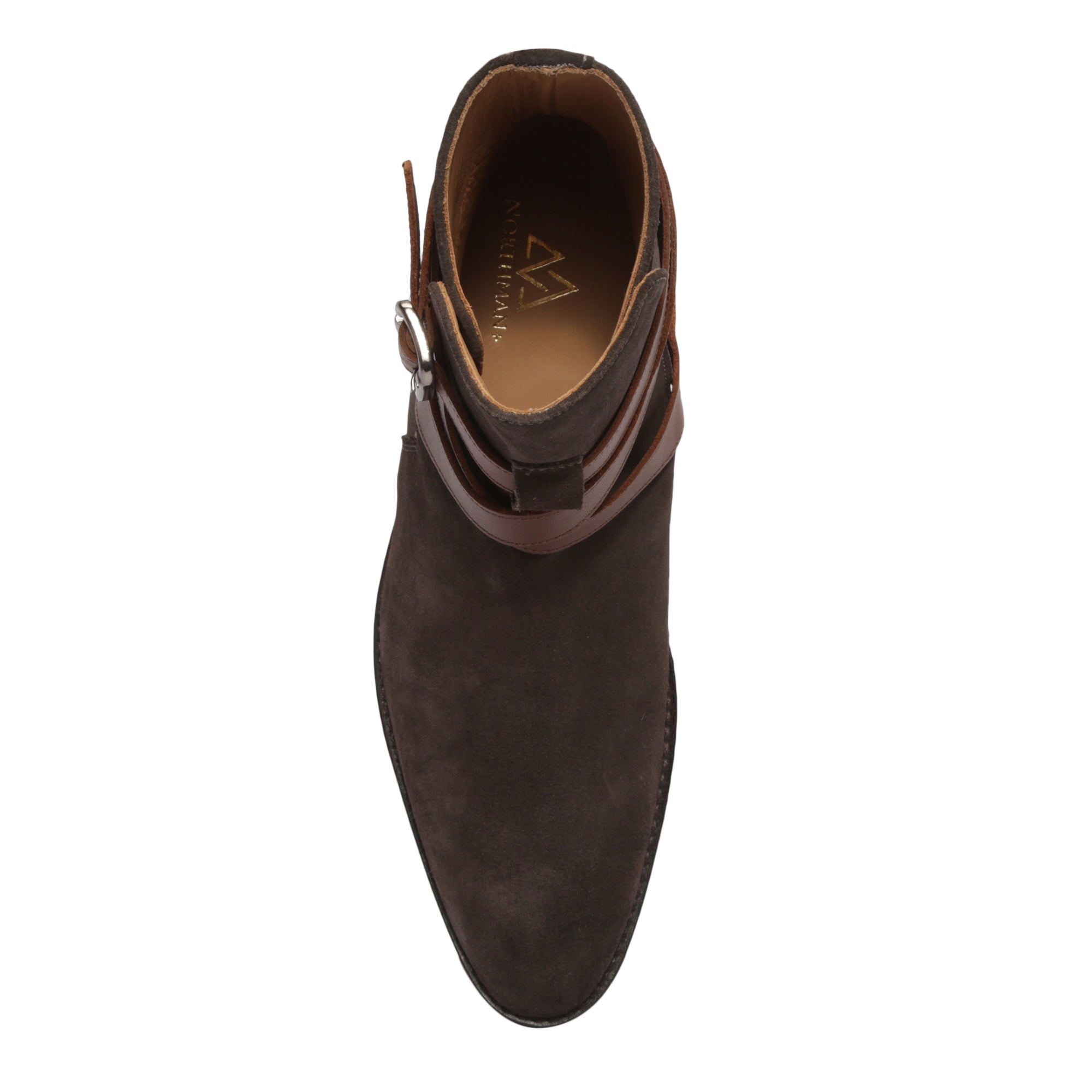 Bottes Jodhpur en daim marron avec brides de couleur fauve : Les bottes Jodhpur