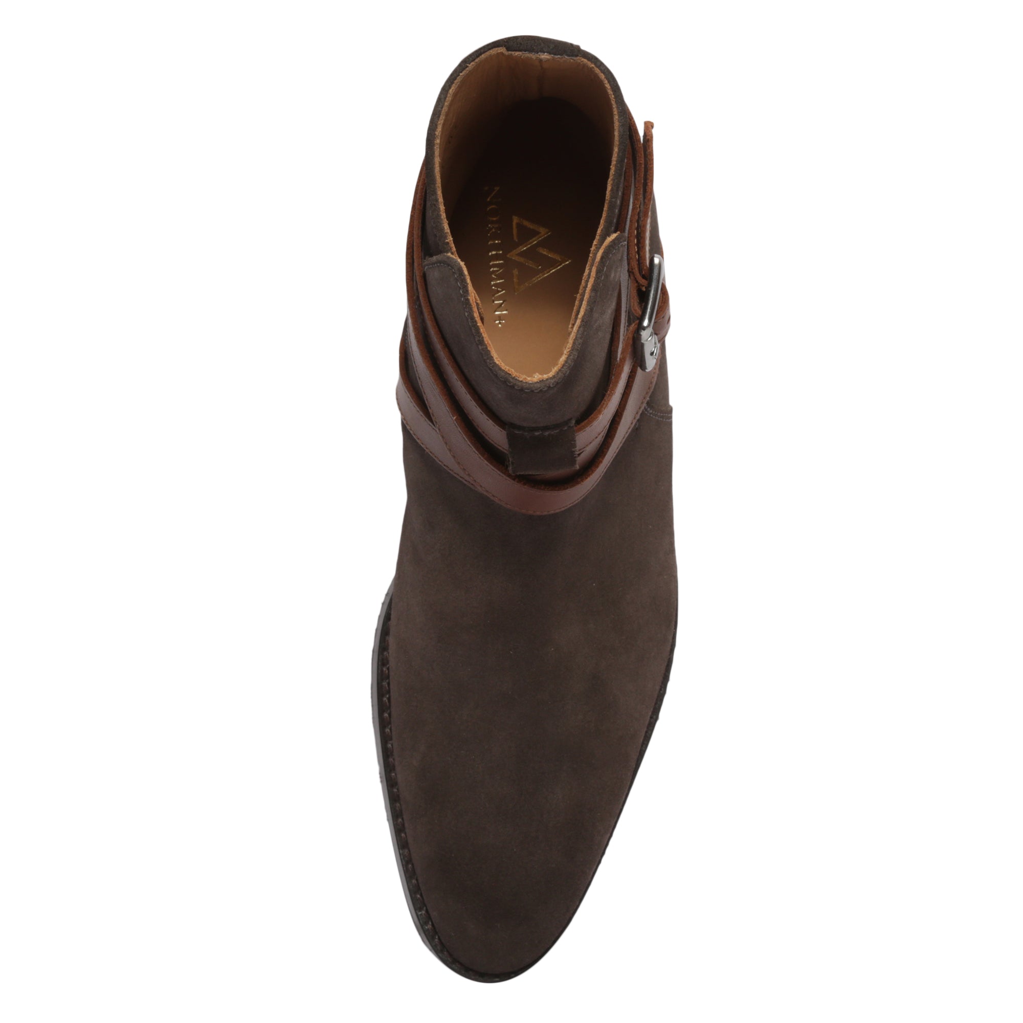 Bottes Jodhpur en daim marron avec brides de couleur fauve : Les bottes Jodhpur