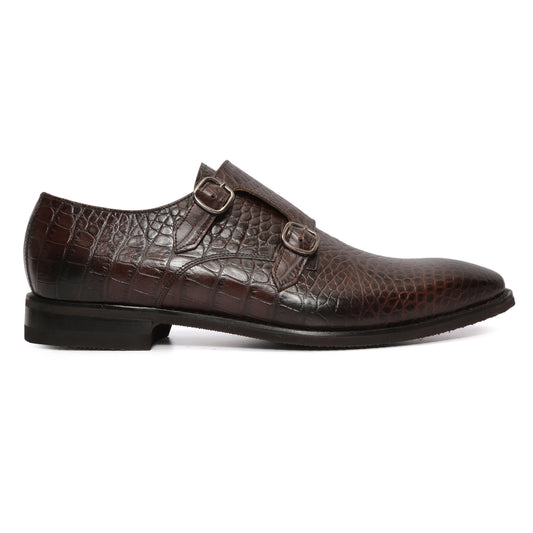 Croc Pattern Double Monkstraps : Double Monk